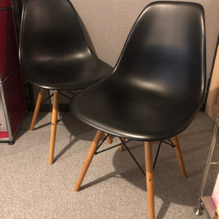 【ネット決済】2脚セット・椅子(ブラック×ウッド)
