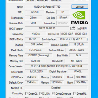 GT730 GDDR5 1GB グラフィックボード ビデオカード