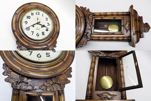 引取限定 ジャンク 舘本時計 タチモト 大型柱時計 全長:110cm 振り子