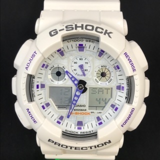 CASIO G-SHOCK ジーショック 白デジアナ腕時計 GA−100A パープル針 