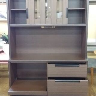 【店舗同時販売中】　ＮＩＴＯＲＩ　ニトリ　アケビ１２０ＫＢ　２枚スライド扉キッチンボード　コゲ茶　【店頭ご来店購入限定】