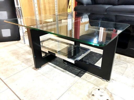 札幌近郊　送料無料　定価70,000以上　GLASS LIVING TABLE W130　ガラスリビングテーブル　コーヒーテーブル