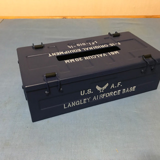 アメリカ空軍　弾薬箱風ティッシュケース　金属製