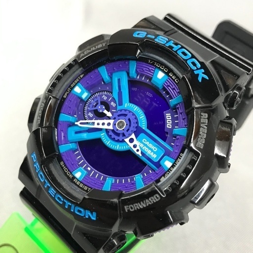 CASIO G-SHOCK ジーショック 白デジアナ腕時計 GA−110HC ブルー針 ブルー文字盤