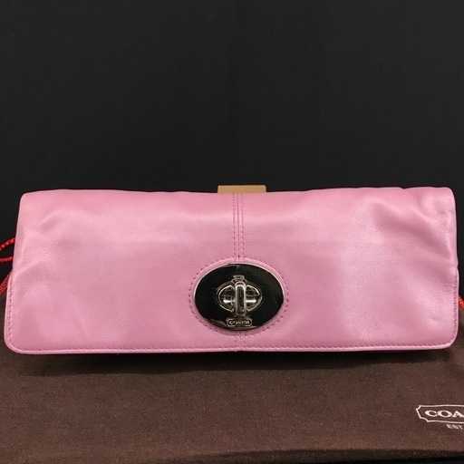 COACH オールドコーチ 紫レザーターンロック がま口つき クラッチバッグ