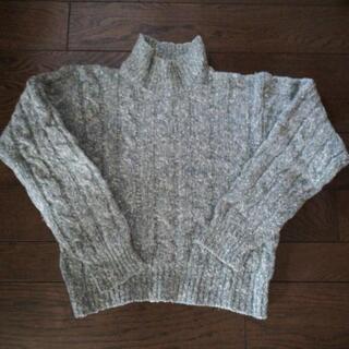 ツイード柄編みハイネックセーター