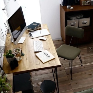 新品)ロウヤ ダイニングテーブル 幅120 天然木&スチール脚