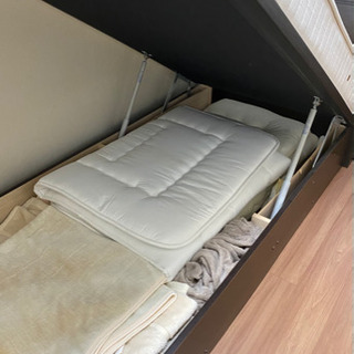 【定価10万円】跳ね上げベット　収納タイプ　シングル　ダークブラウン　マットレス付