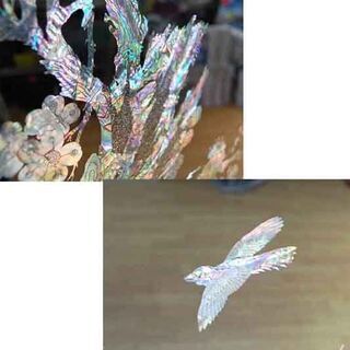 螺鈿細工 衝立 河東 鄭 鍾基作 伝統工芸 鳥 梅 漆塗り 間仕切 花鳥絵 梅 鶴 両面☆ 札幌市 清田区 平岡