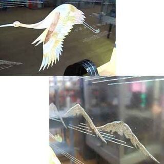 螺鈿細工 衝立 河東 鄭 鍾基作 伝統工芸 鳥 梅 漆塗り 間仕切 花鳥絵 梅 鶴 両面☆ 札幌市 清田区 平岡