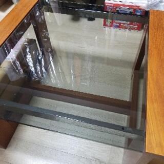 無料　ローテーブル　木枠　ガラス　サイドテーブル　