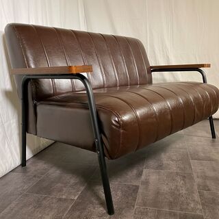 ソファ ニトリ 二人掛け 茶×黒 インダストリアル系 中古品