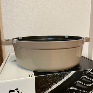 【新品】ストウブ26cm 鍋　シャローラウンド　伊勢丹限定カラーリネン