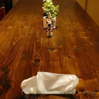 檜ダイニングアイアン脚（天板からティッシュが出せます）