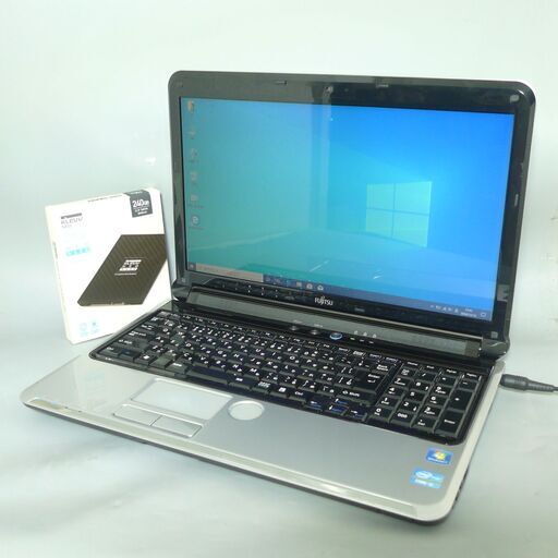 送料無料 新品SSD240GB 1台限定 ノートPC 中古良品 15.6型 富士通 AH55/D 第2世代Core i5 4GB DVDマルチ 無線 テンキー付 Windows10 Office