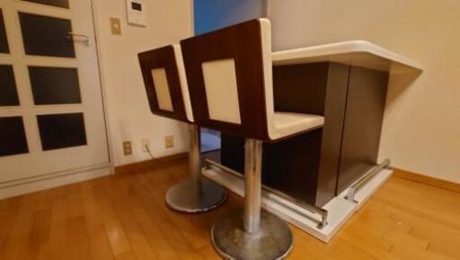 おうちBAR カウンターテーブル型収納棚 ラック 食器棚 カウンターチェアセット