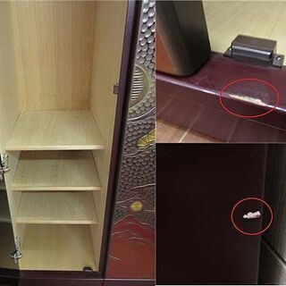 ss0960　札幌近郊限定　鎌倉円心彫　和洋婚礼箪笥　佐藤昌月作　鎌倉彫　金粉入松竹梅霞　高級　桐箪笥　和箪笥　洋箪笥　婚礼タンス　漆　伝統工芸品　たんす　ハンガー掛け　ワードローブ　彫刻　着物収納　鏡付き