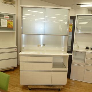 高級☆k102☆高級食器棚・レンジボード☆パモウナ☆幅1200㎜☆ブルモーション機能付き☆近隣配達、設置可能