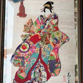 着物の生地で作った、額入りの日本を感じる作品