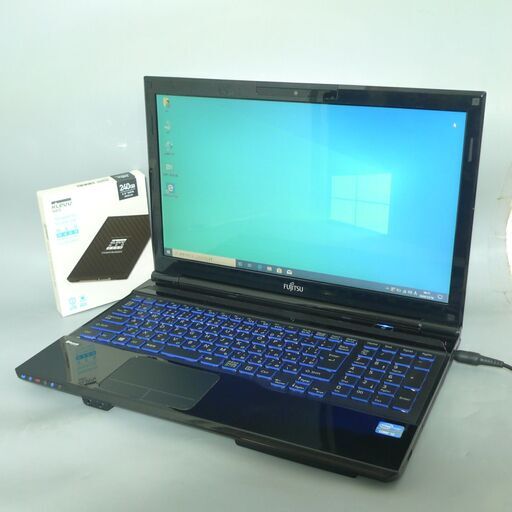 送料無料 新品SSD240G 1台限定 ノートPC 中古良品 15.6型 富士通 AH56/J Core i5 8GB Bluray 無線 カメラ Bluetooth Windows10 Office ブラック