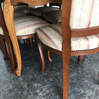 アンティーク　ロココ調　ダイニングテーブル、イスセット