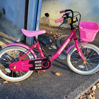 女子児童用、１８インチ、最初の自転車、補助輪付き、ピンク