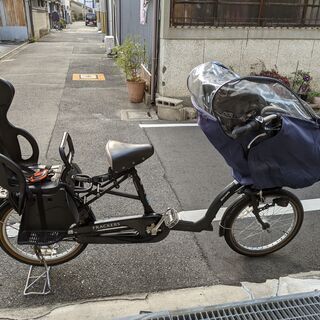 【後ろカゴ付】丸石 ふらっかーず シュシュ 3人乗り 子供乗せ自転車