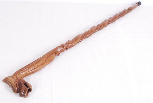 4302 唐木 龍 木彫り 杖 ステッキ 彫刻 全長90cm 持ち手9.5cm 650g 愛知県岡崎市 直接引取可