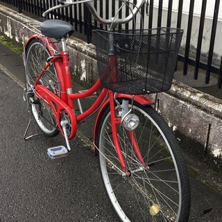その他 ＜動作・美品＞26インチ・シティ自転車・シマノ6段変速・レッド