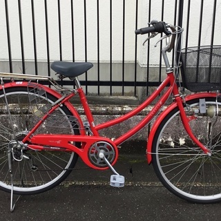その他 ＜動作・美品＞26インチ・シティ自転車・シマノ6段変速・レッド