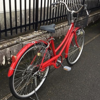 その他 ＜動作・美品＞26インチ・シティ自転車・シマノ6段変速・レッド