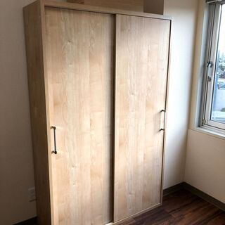 【ネット決済】天然木調引き戸本棚