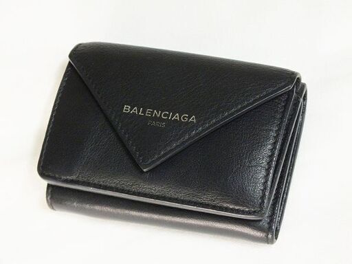 【苫小牧バナナ】質屋鑑定☆良品 BALENCIAGA ペーパー ミニウォレット 391446　グレー 三つ折り財布 バレンシアガ 綺麗オススメ♪