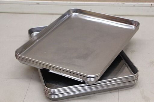 業務用ステンレス製バット13枚 薄型肉バット バット 厨房小物 中古 40cm×30cm(J818ayxY)⑦
