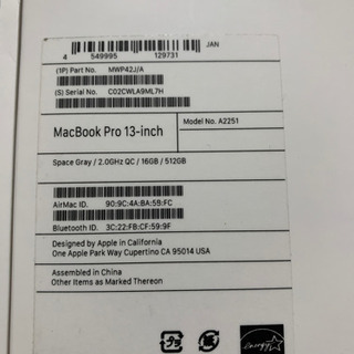 MacBook Pro 13インチ　2020