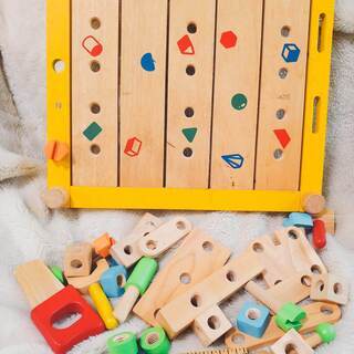 2歳からの知育 全部安全な木製 ネジ 工具で組立 仕組みを知る トマト 大森海岸のおもちゃの中古あげます 譲ります ジモティーで不用品の処分