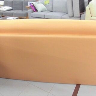 2人掛けソファー ワイド オットマン付き 幅182×奥82×高40cm フェイクレザー オレンジ  苫小牧西店 2人掛けソファー ワイド オットマン付き 幅182×奥82×高40cm フェイク