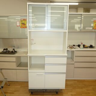 k110☆食器棚・レンジボード☆松田家具☆幅880㎜☆良品☆近隣配達、設置可能 k110☆食器棚・レンジボード☆松田家具☆幅880㎜☆良品☆近隣配達