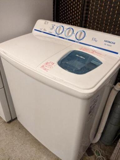【売約済み】  2020年 8月購入　【2025年までのメーカー保証付き】　日立 HITACHI PS-55AS2 W [二槽式洗濯機 青空 5.5kg ホワイト系]