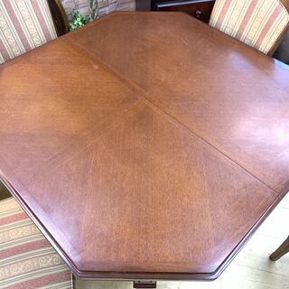 5点セット 8角形　伸縮式　Maruni マルニ 地中海シリーズ ダイニングテーブル ダイニングチェア 伸縮式 天然木 西洋 アンティーク　買取帝国朝霞店