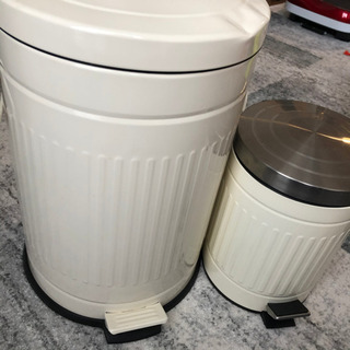 ダストボックス　ゴミ箱　筒形　丸　2個セット　ホワイト　シルバー