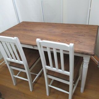 J1890/ダイニングセット/テーブル/チェア×2/ベンチ/フレンチカントリー