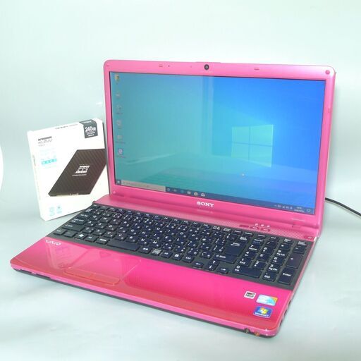 送料無料 新品SSD240GB ノートパソコン 中古美品 15.5型 SONY VAIO VPCEB48FJ Core i3 4GB DVDRW 無線 Bluetooth カメラ Windows10 LibreOffice