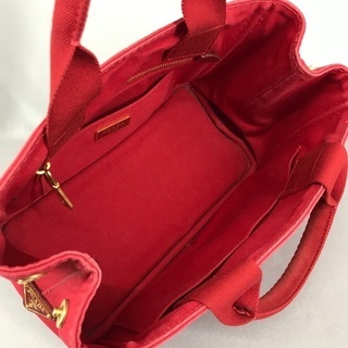 PRADA プラダ 赤 デニム カナパPM トートバッグ