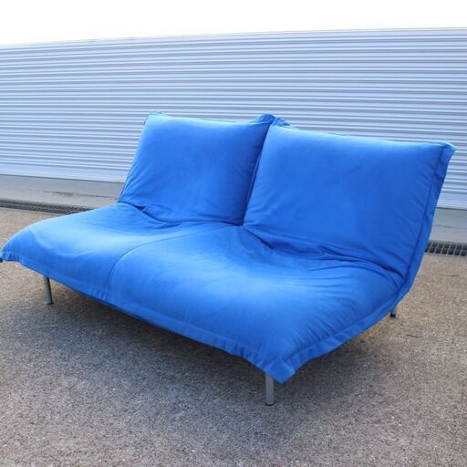 T058)ligne roset/リーンロゼ ロゼカラン ブルー 2シーターソファ/2人掛けソファ