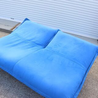 T058)ligne roset/リーンロゼ ロゼカラン ブルー 2シーターソファ/2人掛けソファ