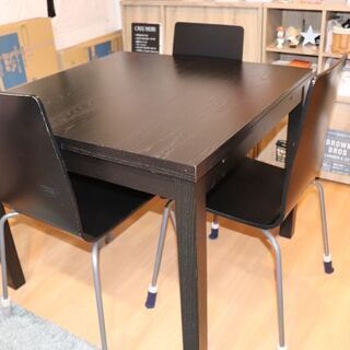 【決まりました】IKEA 伸縮ダイニングテーブル イス3脚セット