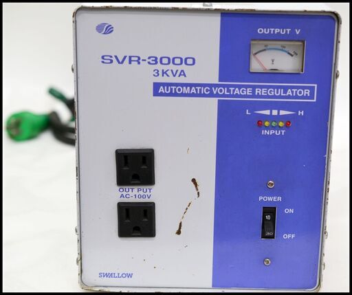 中古 スワロー電機 交流定電圧電源装置 SVR-3000 （85V～115V ⇒ 100V） 日動工業 変圧器