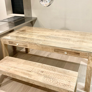★美品★KARE (カレ) ダイニングテーブルセット　(ダイニングテーブル＋ベンチ)