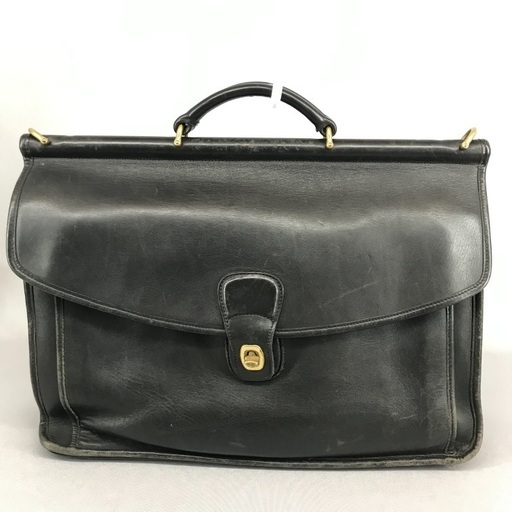 COACH オールドコーチ 黒レザー メンズ ビジネス ショルダーバッグ ターンロック